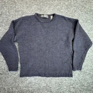 Brandini Crewneck Sweater Mens Small Navy Blue Wool Blend Textured Knit Fits XS